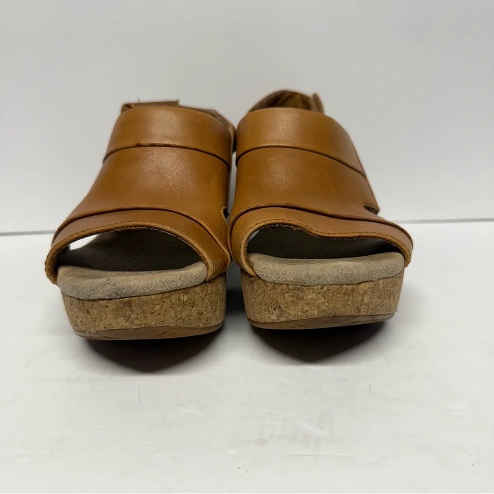 Clarks Collection Brown Tan Annadel Wedge Sandal Cork Heel Size 7